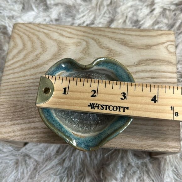 Stoneware Crackle Glass Pottery Catch All Vintage Trinket Jewelry Ring Dish - Picture 16 of 17